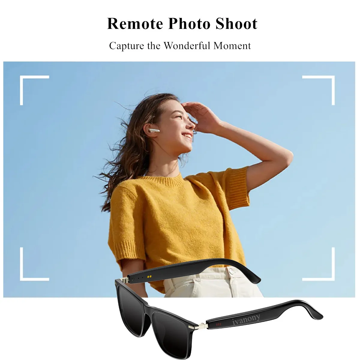 Smart Glasses Man Style Support Music Listen Wake up Voice Assistant Receive/Reject Call UV Protect Smart Glasses Sunglasses