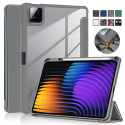 For Xiaomi Pad 7 Case With Pen Holder PU Leather Acrylic Back Fold Smart Cover For Xiaomi Pad 7 Mi Pad 7 Case 11.2 inch