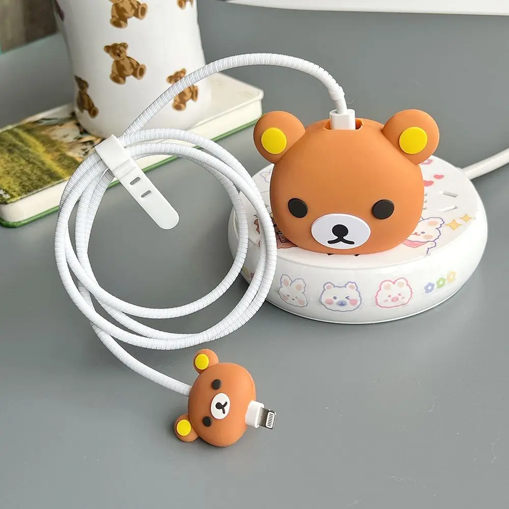 Kawaii Rilakkuma Apple 20W Charger Protection Case Iphone Data Cable Anti Break 16 15 14 13 Pro Phone Cable Wrapping Rope Gifts