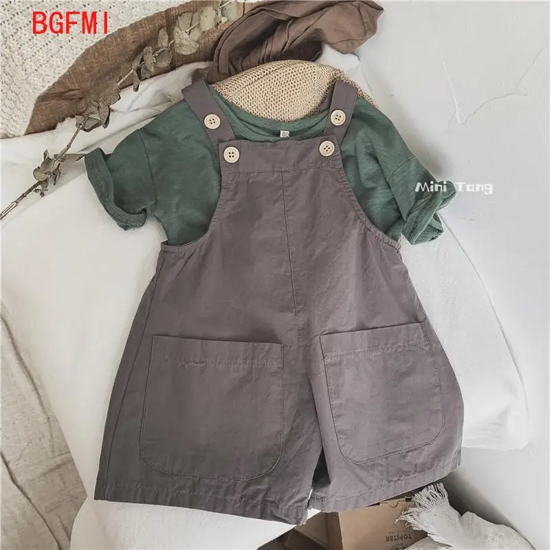 High Quality Korean Version Children\'s Cotton Overalls for Summer Wear, Thin and Soft Shorts for Baby Boys Girls Jumpsuit Pants