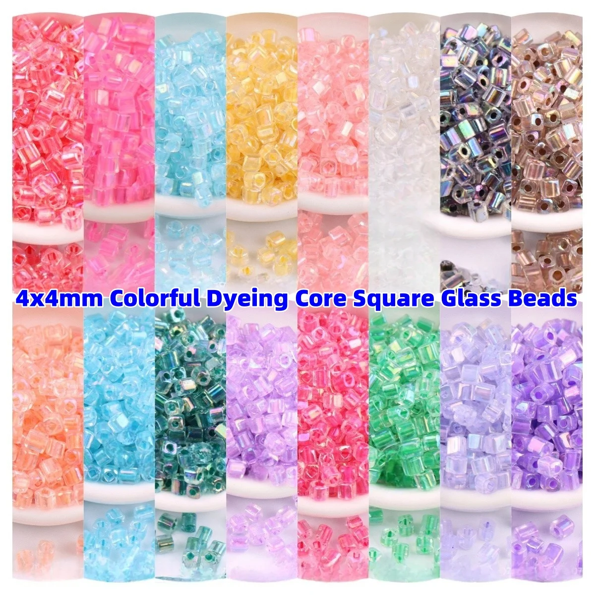 

Square Glass Seedbead, AB Colorful Uniform, Czech Spacer Glass Beads, Jewelry Making, Wedding Craft, High Quality, 4x4mm,