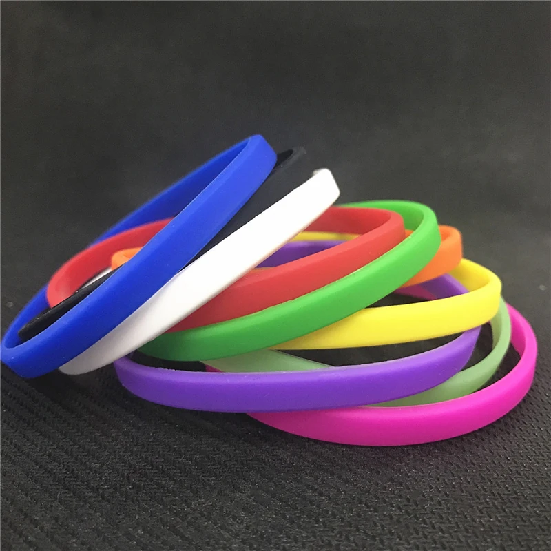 1pcs 6mmThin Width Wristband Wordless Solid Color Rubber Band Men Women Sports Silicone Bracelet Bangle Gift Jewelry Wholesale