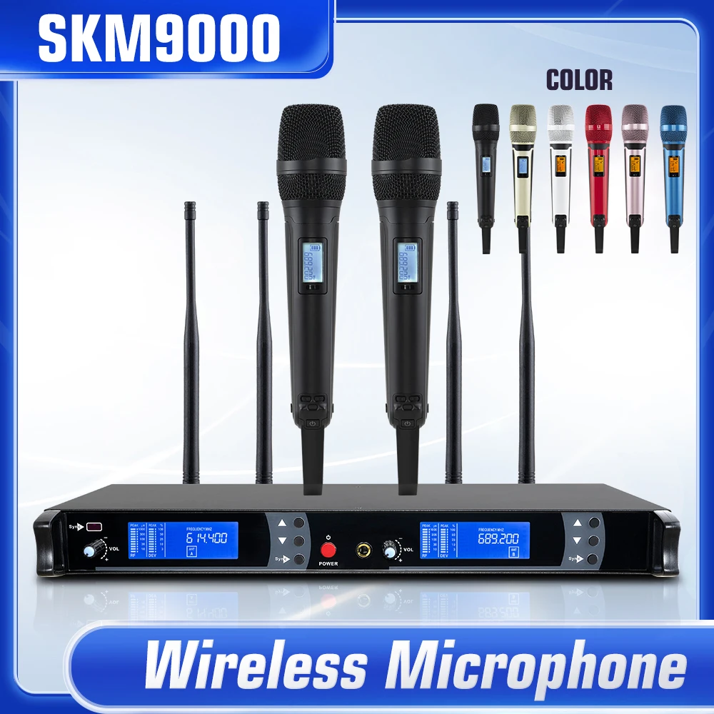 Dynamic Long Distance SKM9000 Professional UHF Dual System Stage Handheld Wireless Microphone