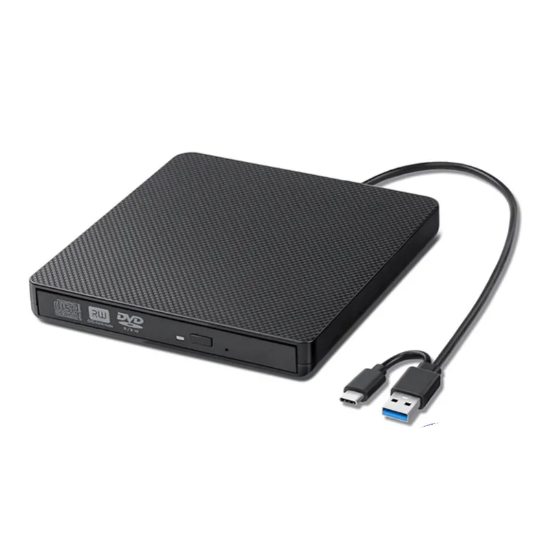 [Leather Pattern] USB3.0&Type-C External Optical Drive External Tray DVD Burner Mobile DVD Burning Optical Drive Read CD-RW