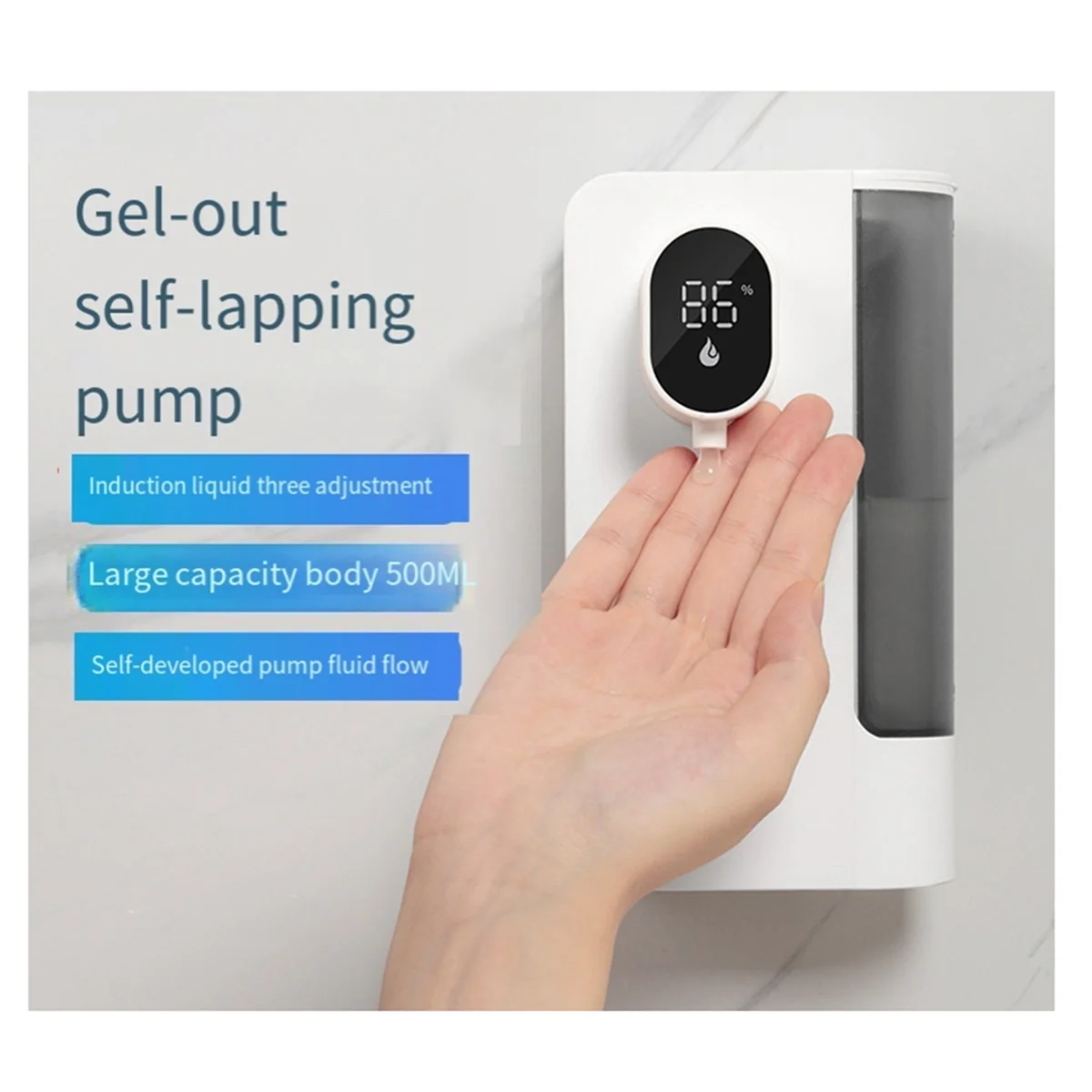 N18R Автоматический дозатор жидкого мыла 500 мл Настенный дозатор мыла, бесконтактный дозатор мыла для рук и посуды для ванной комнаты Белый