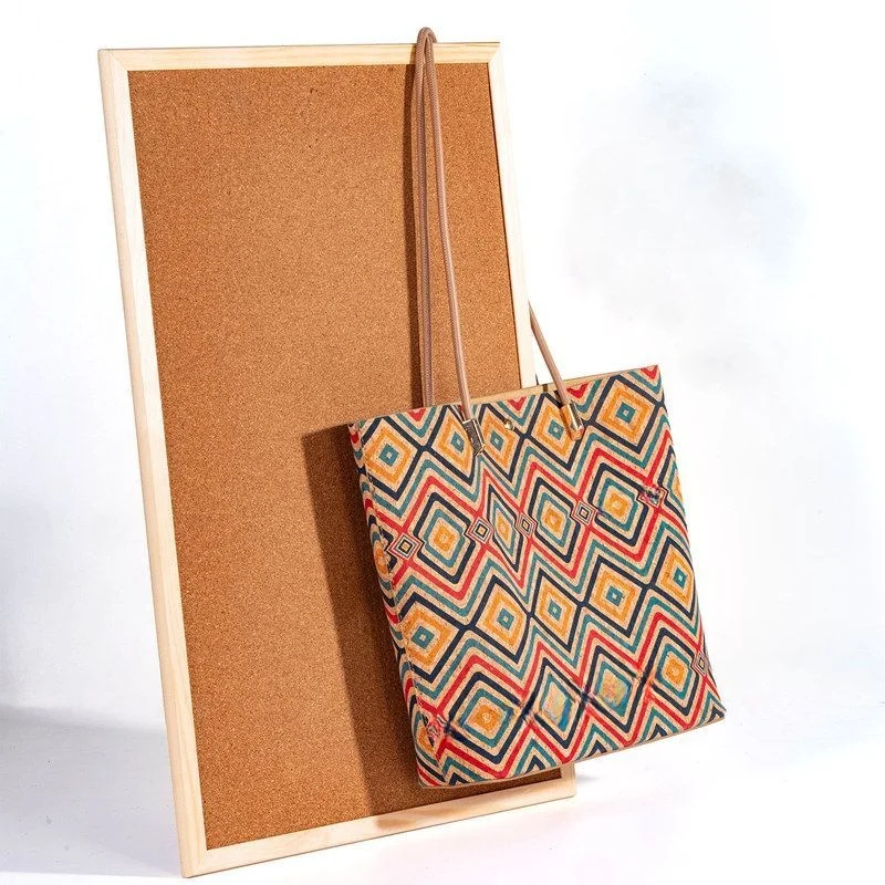 Soft Cork Treebark Geometric Pattern Tote Bag Women's Large Capacity Handbag Single Shoulder Bag Ethnic Style Travel Bag