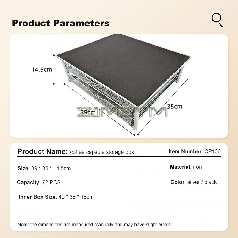Double Layer Coffee Pod Holder Drawer Coffee Pod Organizer Storage for Coffee Capsules Holder Capacity 40 Coffee Pods