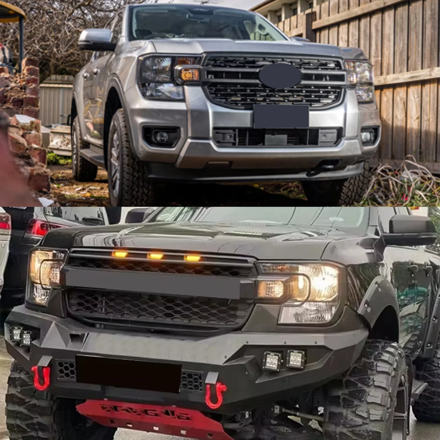 NEW Aftermarket Grills 2022 2023 2024 Next-Generation Front Grille With LED Light For FORD RANGER T9 Standard Version XL XL+ XLS