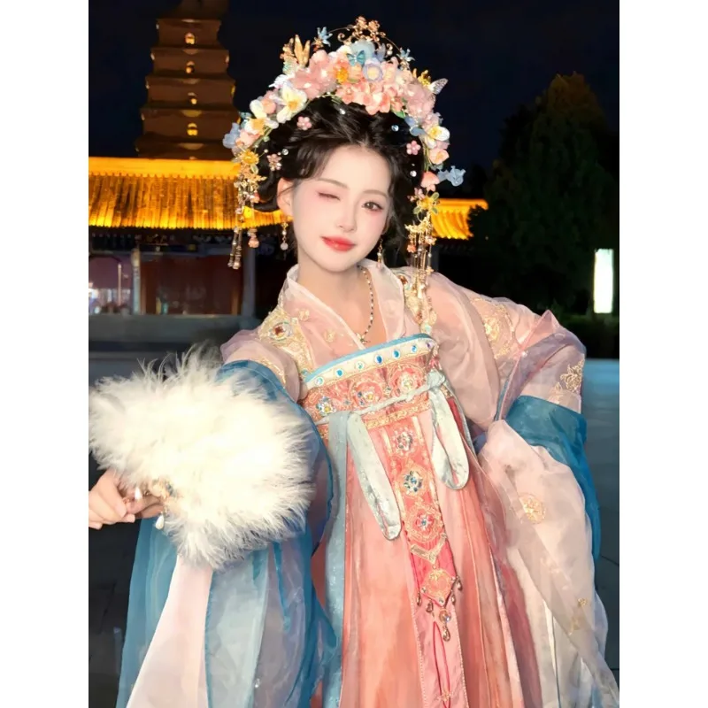 New ancient clothing chest-length large-sleeved shirt embroidered super fairy style one-piece skirt winter