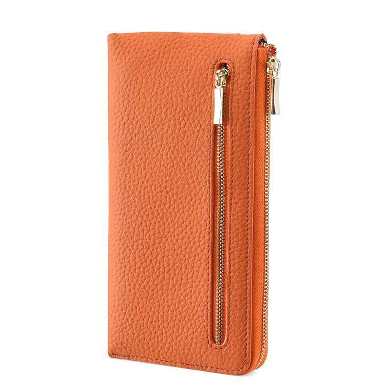 Leather women's wallet Long anti-theft coin Cowhide change bag Multi-card seat Women's Magsafe card holder wallet