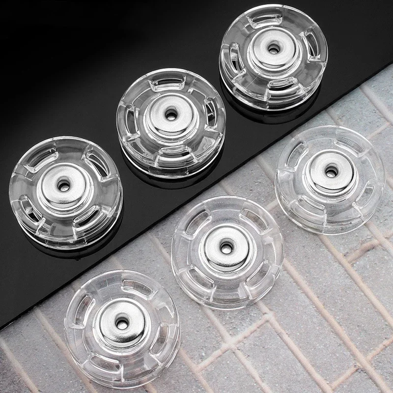 10pcs Transparent Round Plastic Invisible Snap Button Concealed Coat Snap Button Sweater Baby Clothes Accessories