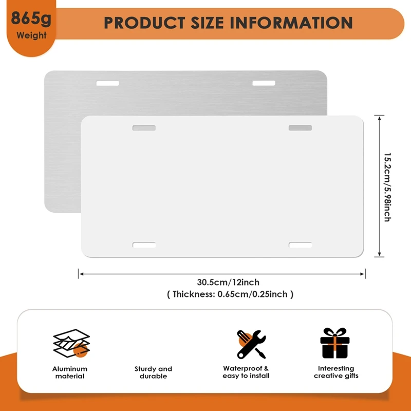 10PC Sublimation License Plates Blank Heat Transfer Plates Diy Picture Blank License Plate Aluminium Blank License Plate