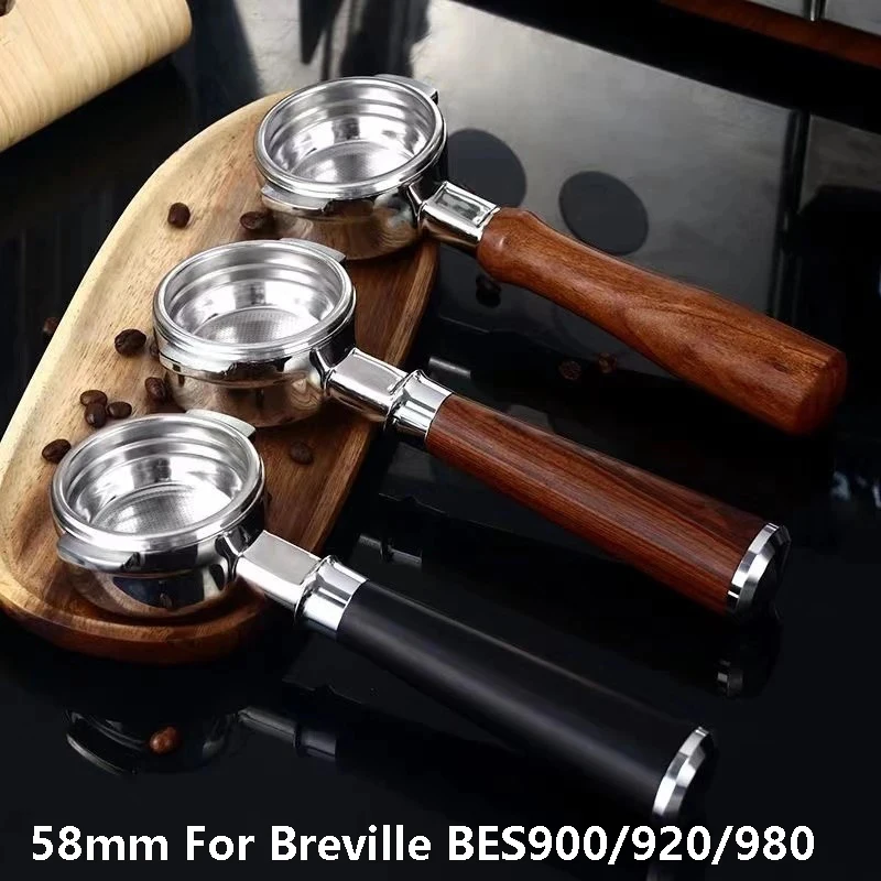 

For Breville BES900/920/980 Stainless Steel 58mm Coffee Bottomless Portafilter Filter Replacement Filter Basket Coffee tools