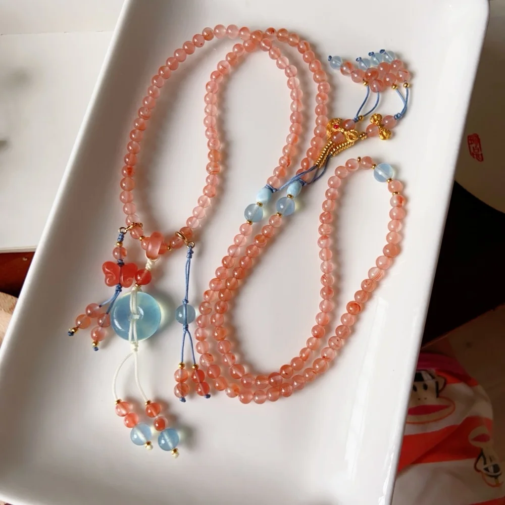 Natural Nanhong Agate Larimar Bead Bracelet Healing Crystal Charm Bracelets for Women Energy Jewelry Gift 1PCS