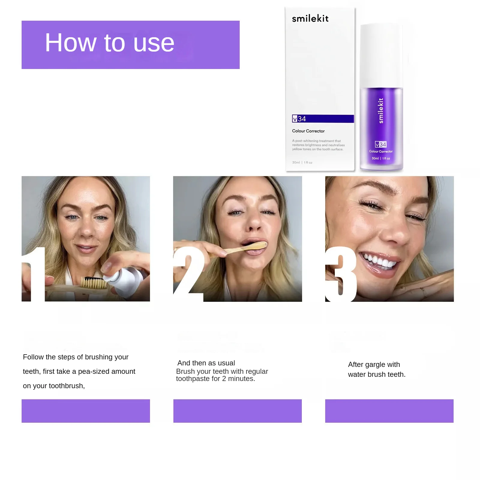 V34 Purple Brighten Whitening - Teeth Whitening Foam Toothpaste ulasan dan harga