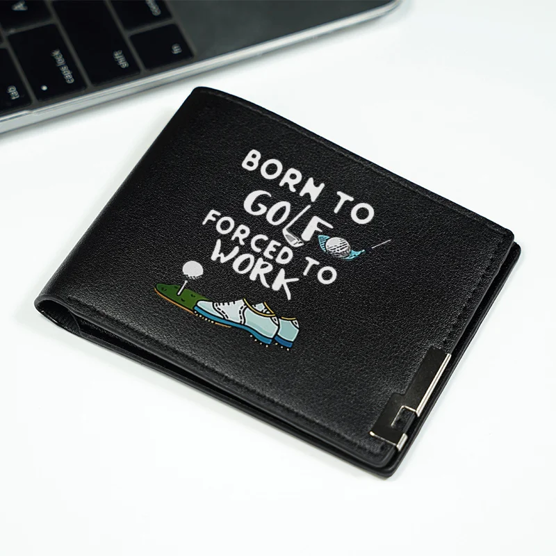 Nascido para galar forçado para trabalhar carteira masculina de couro pu design minimalista uso diário leve e durável estilo empresarial