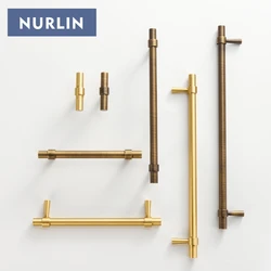 Nurlin Solid Brushed Antique Brass Bronze 500mm 19.5'' Inch Pull Cabinet Knobs T bar Funiture Wardrobe Appliance Handle