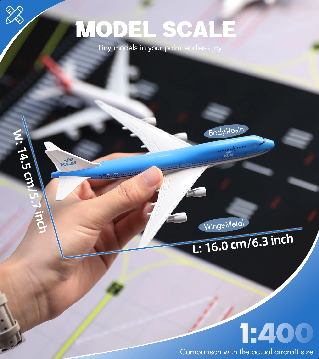 1:400 Boeing 747 Aircraft Model Dutch with Stand & Wheel Collectible Display Decor Aviation Enthusiast Men Xmas Birthday Gift