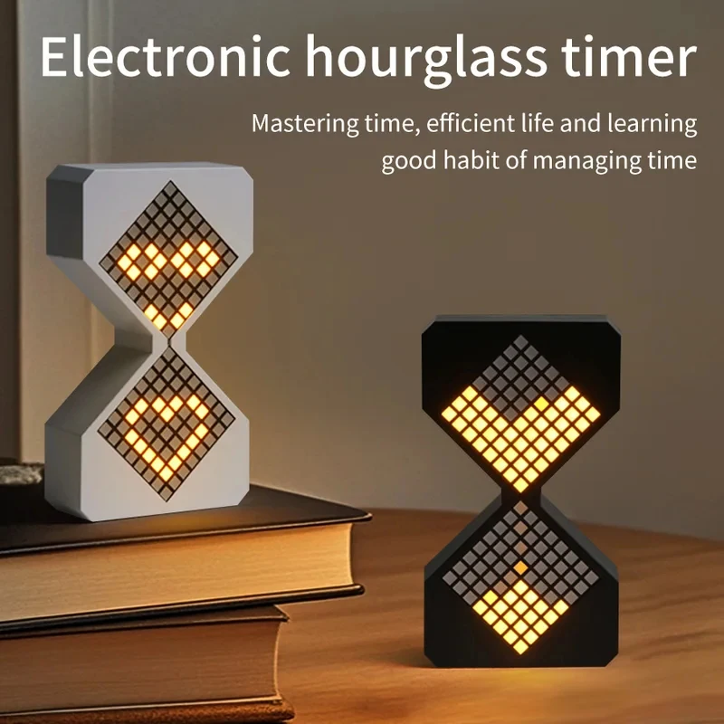 Creative DIY Digital Hourglass Birthday Gift Toy Game Timer 3D Electronic Hourglass Cyber Style Sense of Technology Yellow Light