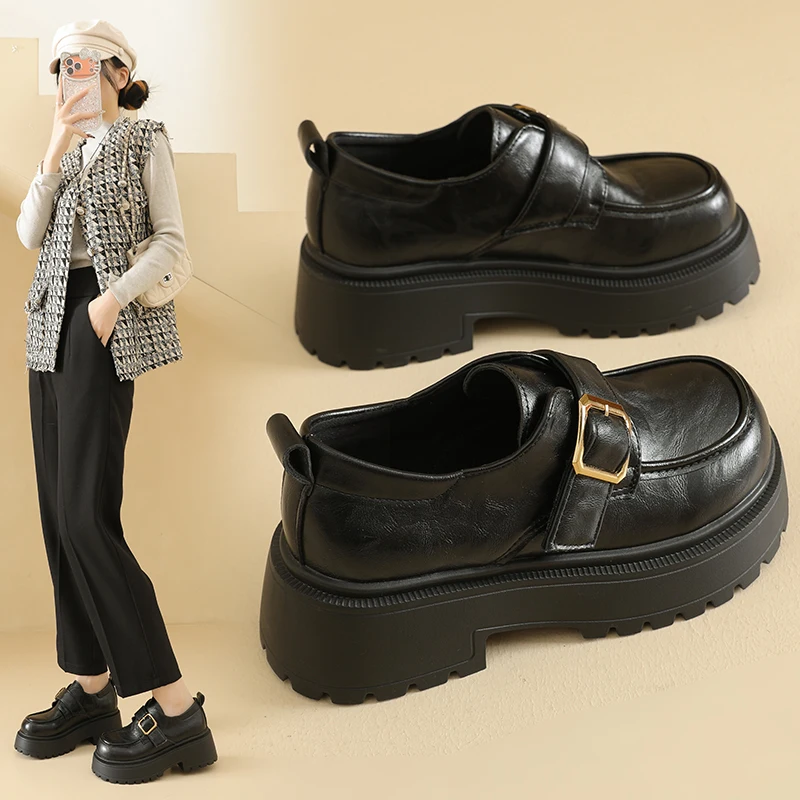 

Лоферы, женские туфли на плоской подошве, маленькие кожаные туфли на толстой подошве, повседневная модная обувь, XX05