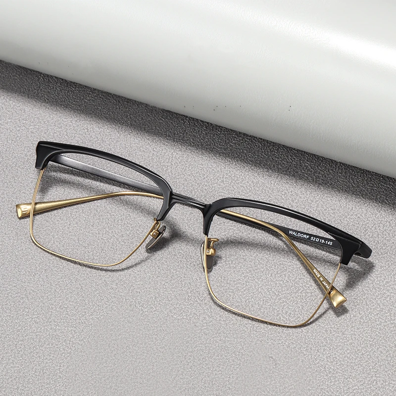 

Pure Titanium Ultralight Square Glasses Frame Men Business Semi Rimless Optical Eyeglasses Male Japanese Luxury Brand Spectacles