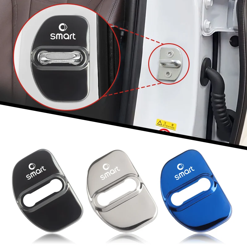 4Pcs Car Door Lock Cover Protective Case Accessories For Smart Fortwo 451 450 453 EQ Forfour Coupe Cabrio Crossblade ROADSTER