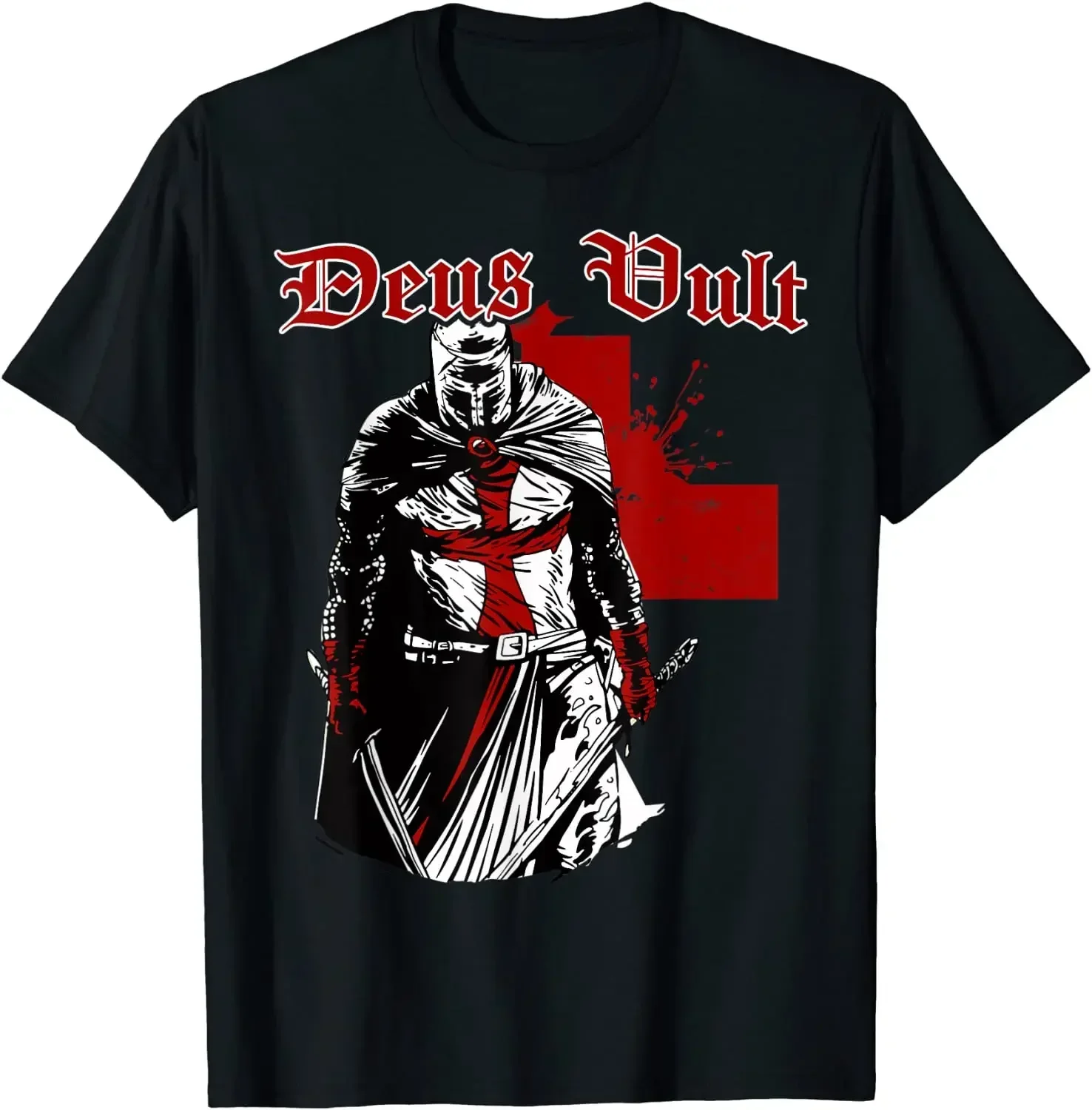 Summer Cotton Short Sleeve O-Neck Mens T Shirt.Deus Vult Crusader Templar Knight T-Shirt.men t shirt  oversized t shirt S-5XL