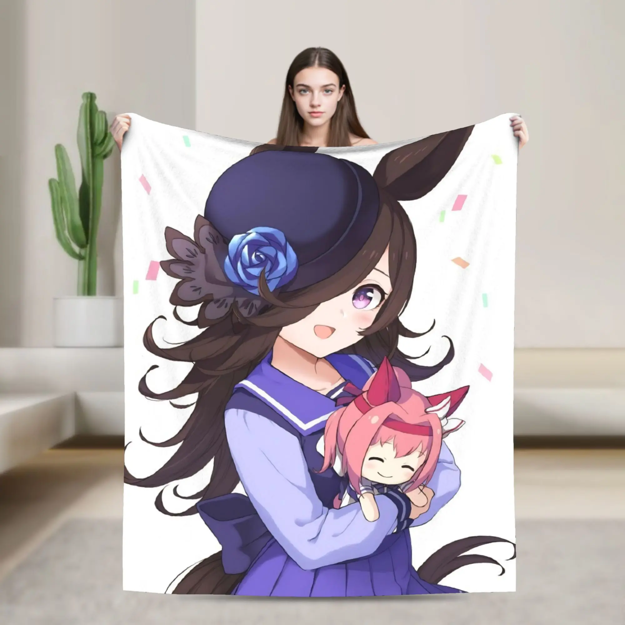 Rice Shower Umamusume Pretty Derby Blankets Fleece  Winter  Portable Super Warm Throw Blanket for Bed Bedroom Plush Thin Quilt
