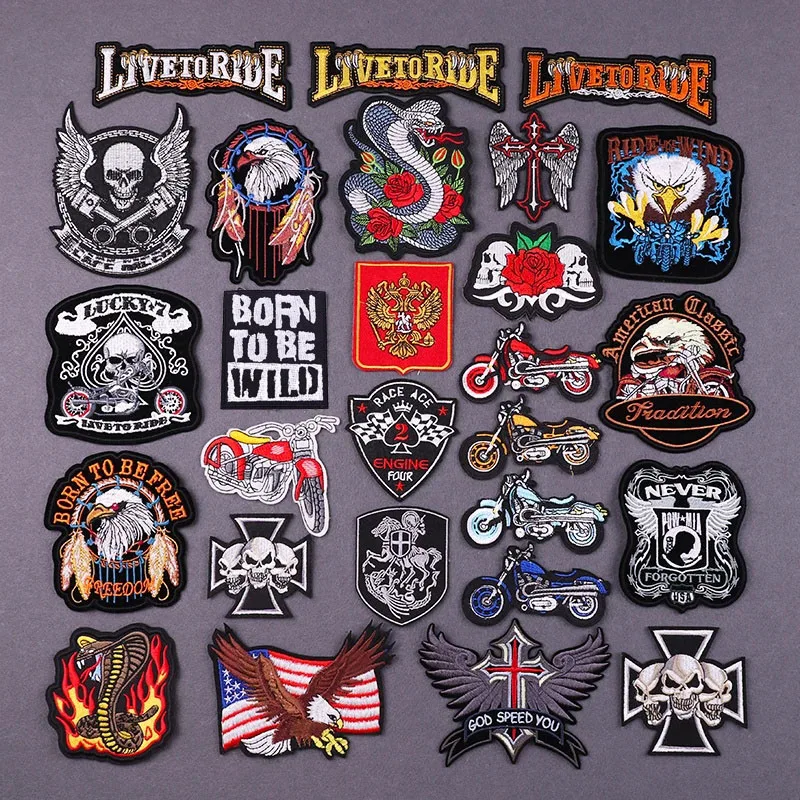 Motorcycle Embroidery Patches For Clothes LIVETORIDE Iron On Patches Thermoadhesive Patch For Clothing Eagl Applique Stickers