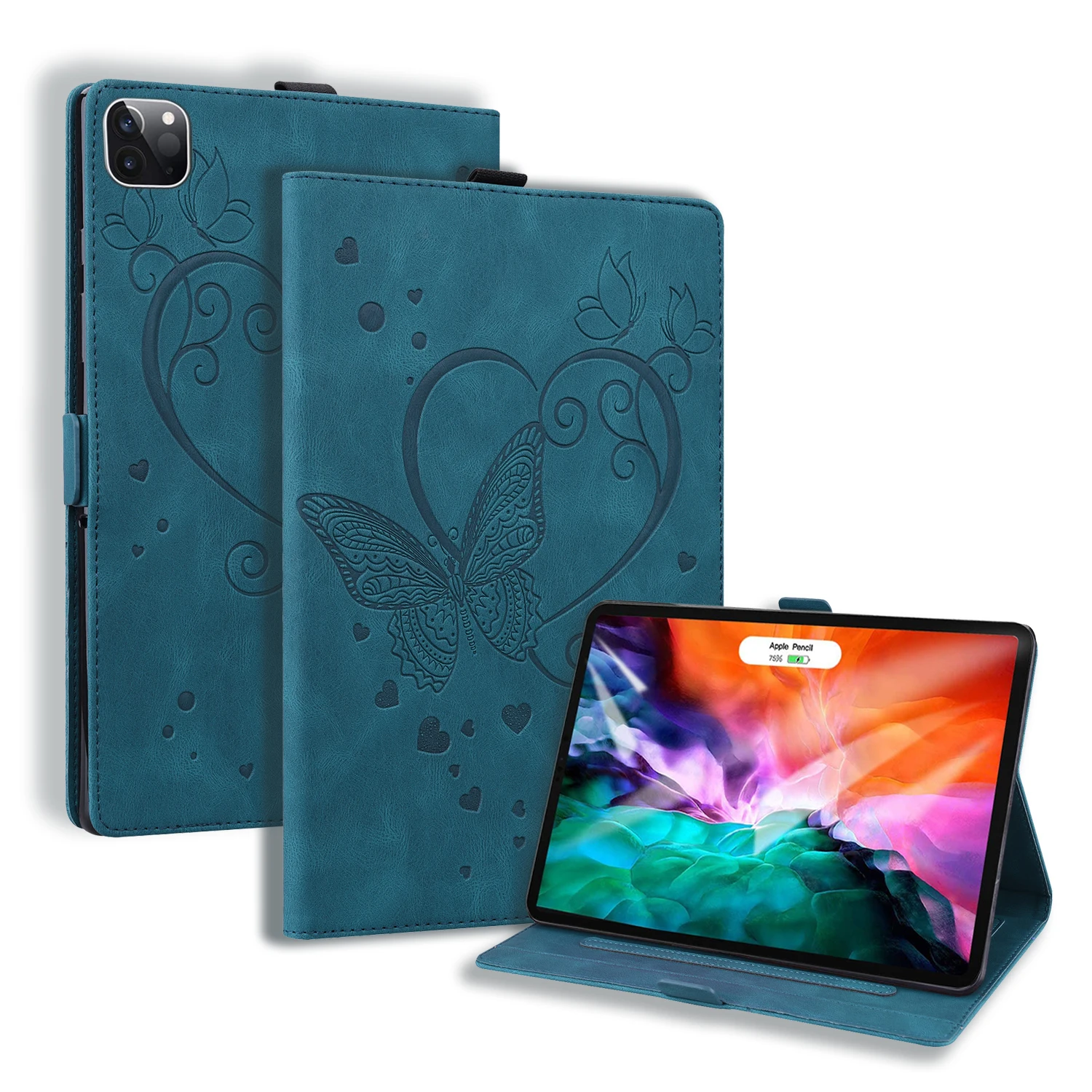 Étui à rabat antichoc en cuir avec motif papillon pour Apple iPad Air 11, coque portefeuille avec fente pour carte, sommeil rapide, 2024 pouces, 11.0