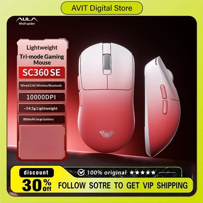 

Aula SC360SE Wireless Gaming Mouse Tri-mode Lightweight 1Khz 800mAh Office E-sports Bluetooth Mouse Laptop PC Accessories Gifts