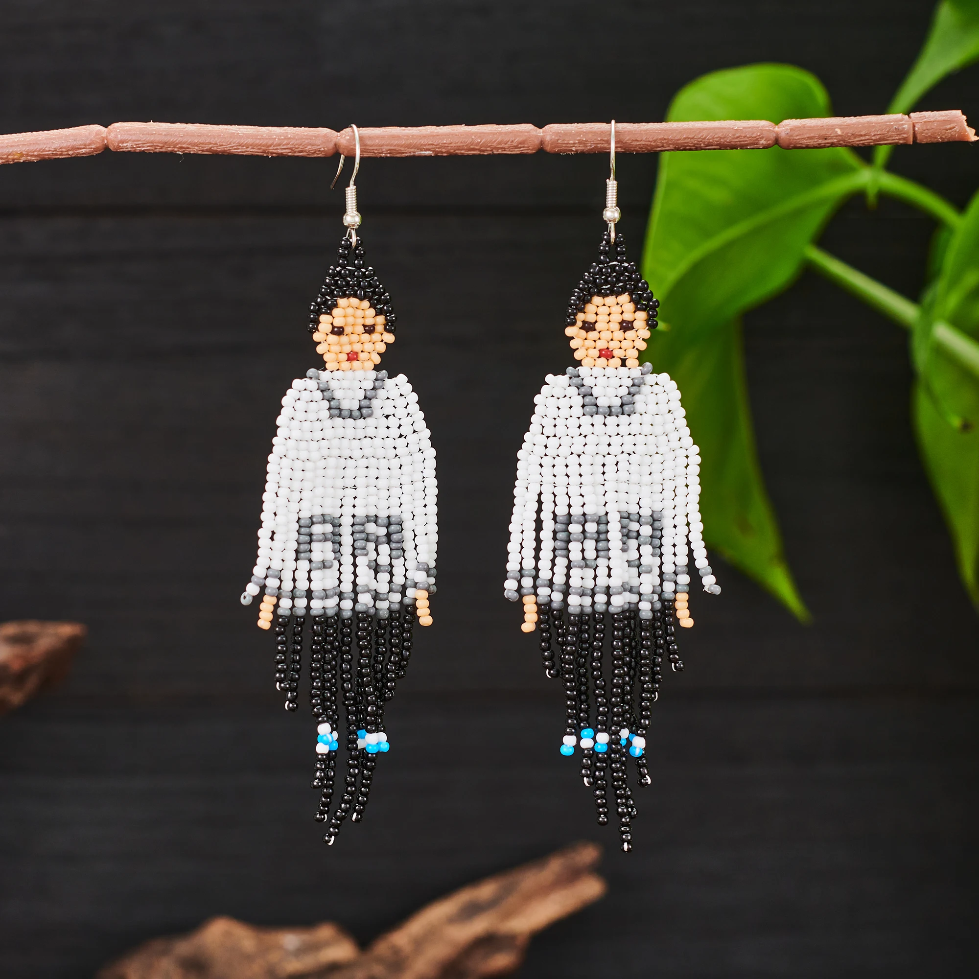 Bohemian tassel earrings, character earrings, boy and girl earrings couple earrings