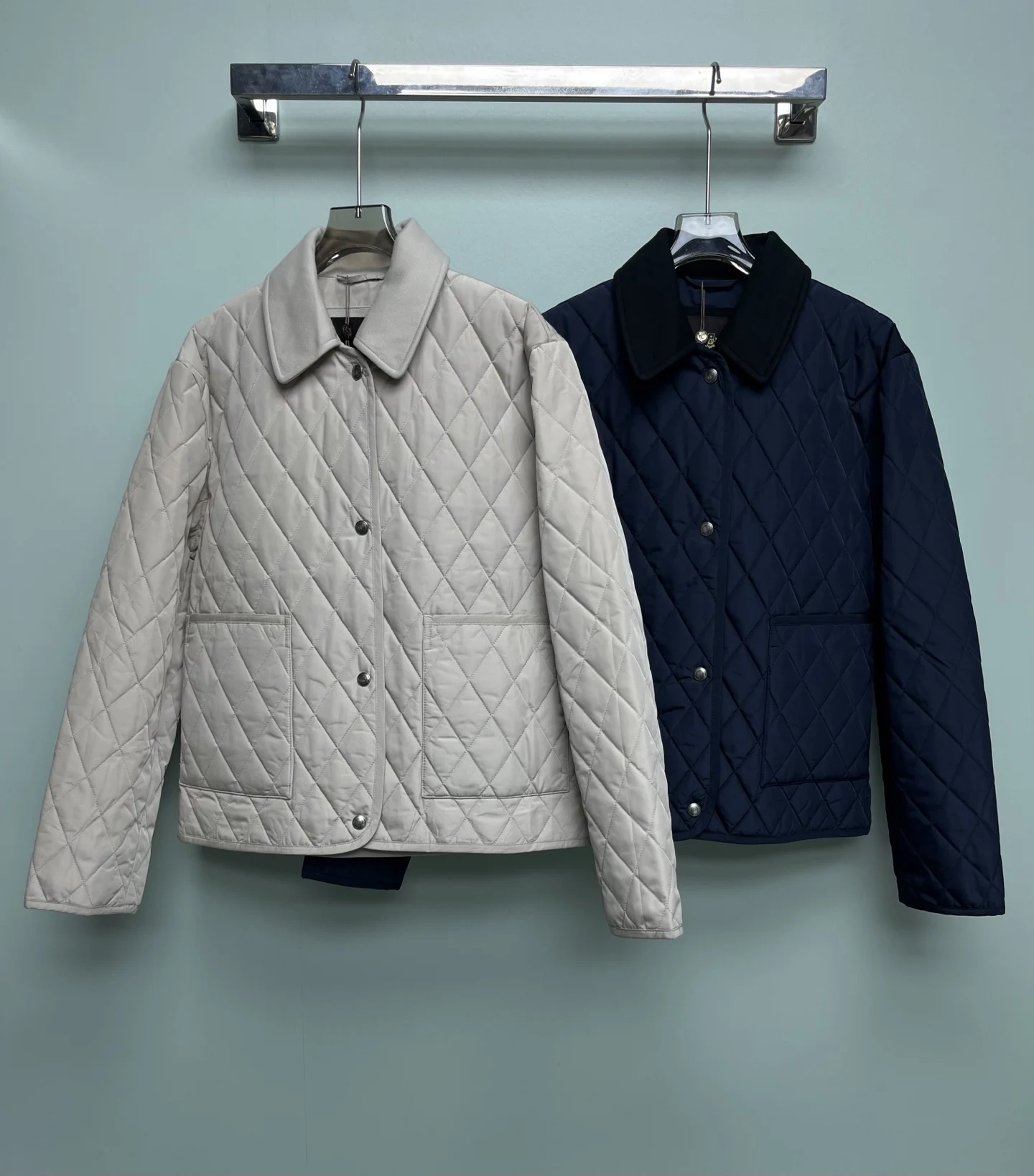 

High Quali Women's Cotton Jaet Autumn Winter Warmth Diamond Pattern Embroidery Cotton Padded Vest Straight Cut Long Sve