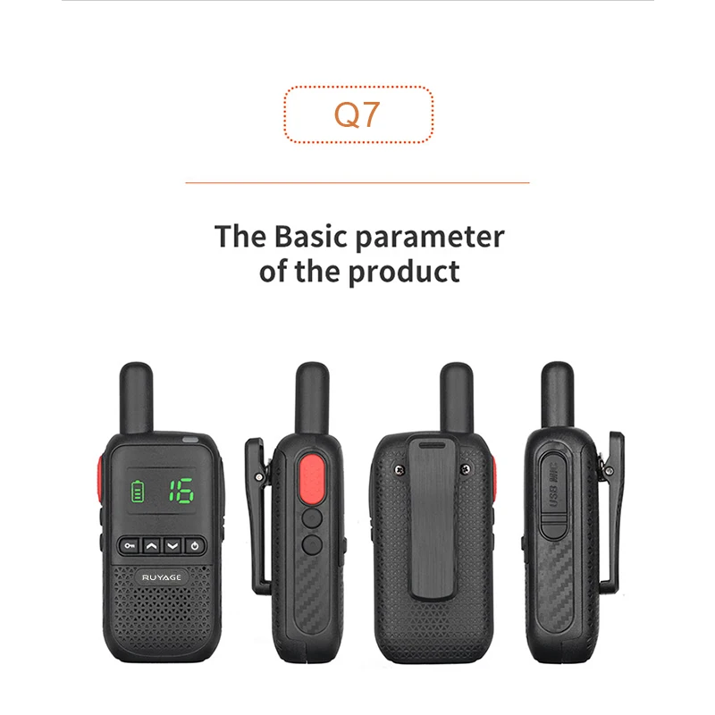 Ruyage Q7 Mini Walkie Talkie Oplaadbare Walkie-Talkies 1 Of 2 Pcs Frs PMR446 Long Range Draagbare Twee-way Radio Voor Jacht