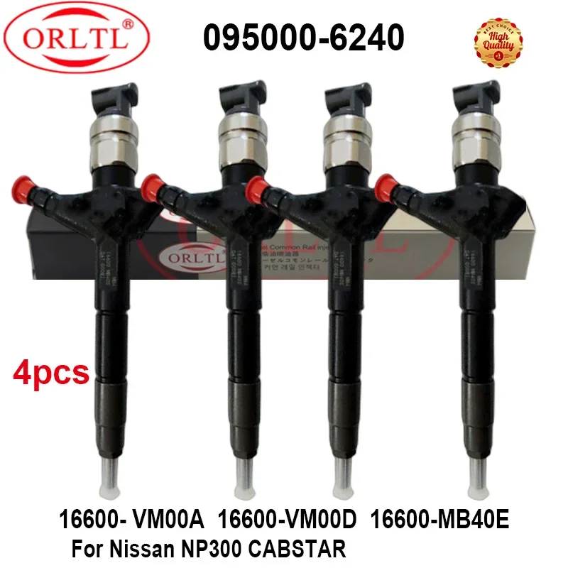 4PCS OEM 16600-MB40A 16600-MB40# 16600-VM00A 095000-6240 095000-6241 095000-6243 Common Rail Injector For Nissan NP300 CABSTAR