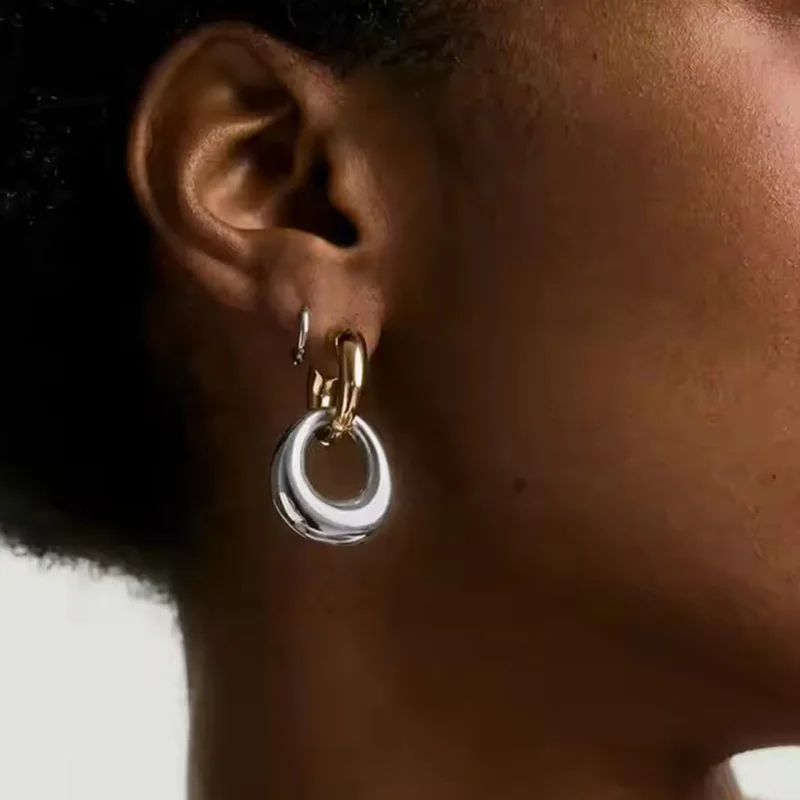Chunky Gold Silver Color Earrings for Women Knot Knocker Paperclip Link Dangle Drop Earring Hypoallergenic Jewelry Trendy Gifts