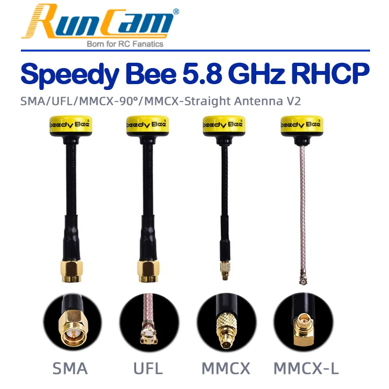 （2PCS） RunCam Speedy Bee 5.8 GHz RHCP SMA/UFL/MMCX-90°/MMCX-Straight Antenna V2 for RC FPV Racing Drone