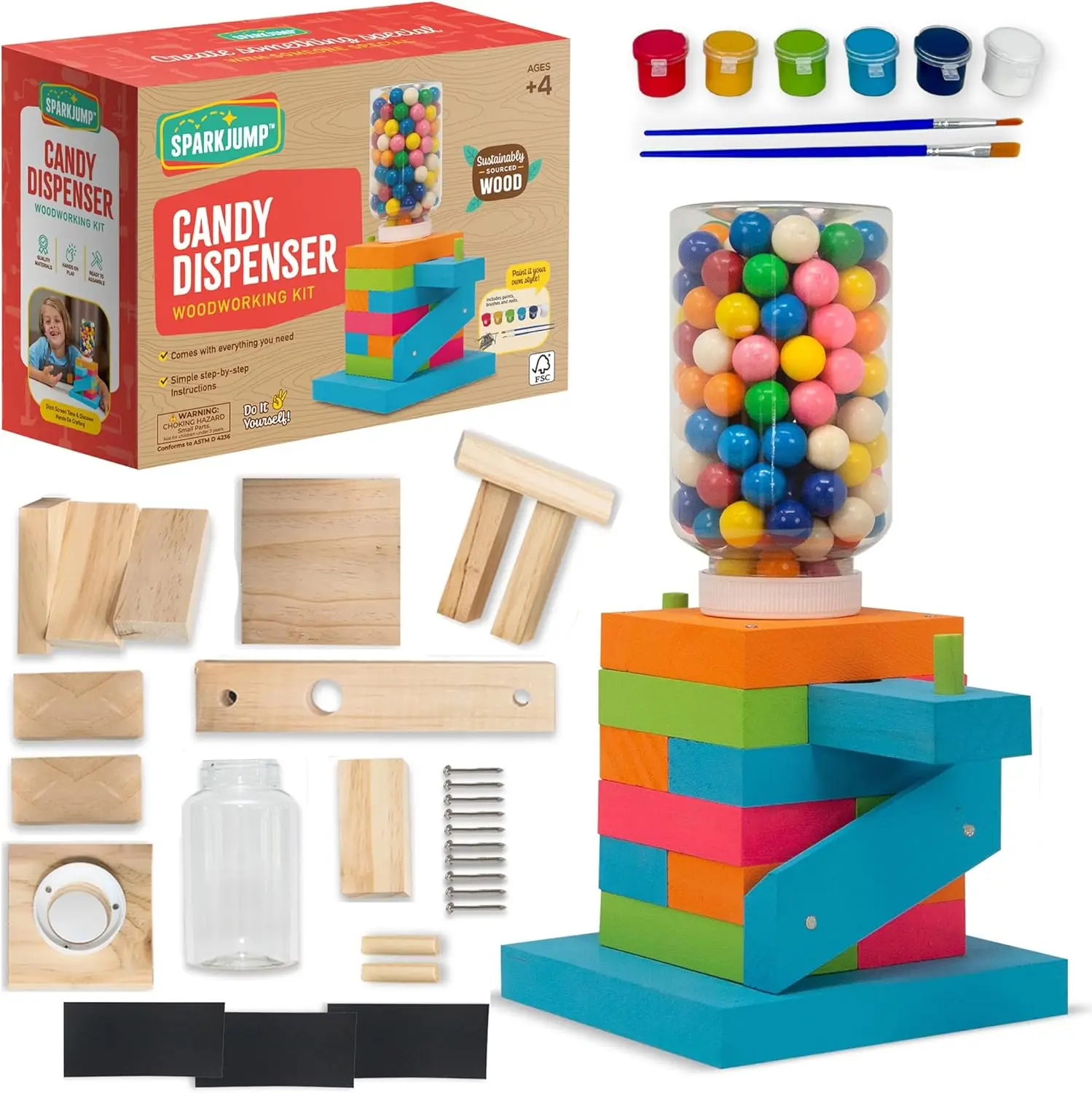 

STEM Woodworking Kit for Kids, DIY Candy Dispenser Craft Gift