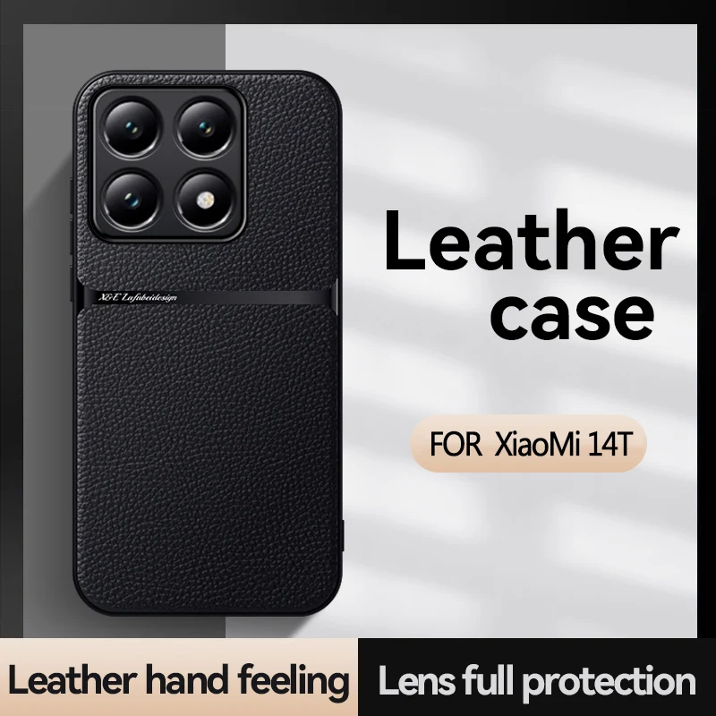 Magsafe Case for Xiaomi 14T Pro 13T 11T 10T Pro Leather Car Magnetic Holder Wireless Charging Phone Cover Xiaomi14TPro Shell