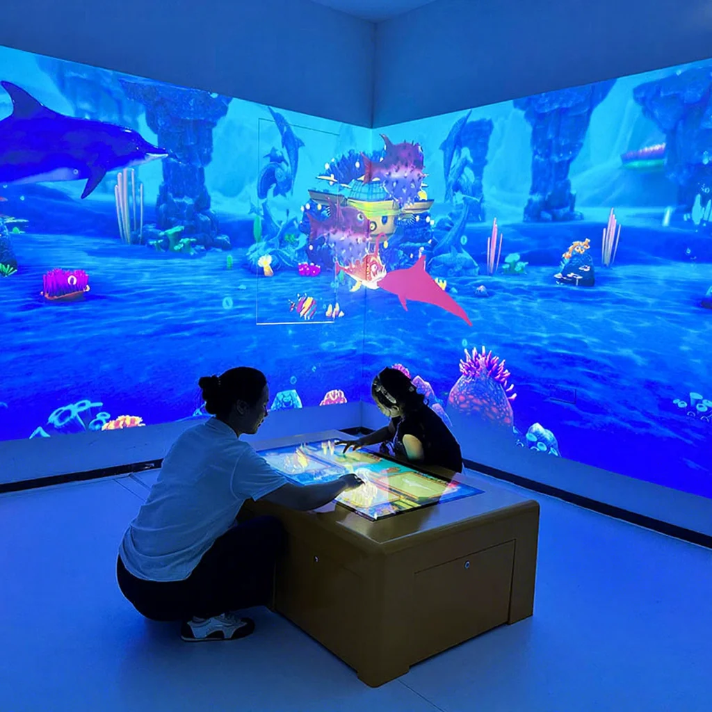 Interactive 3D Touch Table Indoor Playground Equipment For Kids Magic Brush Painting Experience Amusement Park Projector