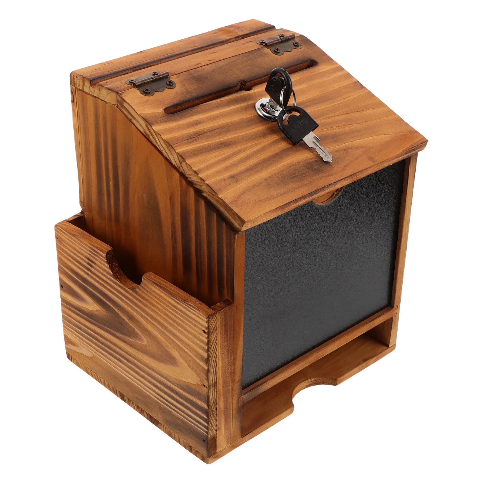 Solid Wood Mailbox Classic Style Wall Mounted Large Capacity Letter Holder Rustic Design Suitable Outdoor Indoor Use