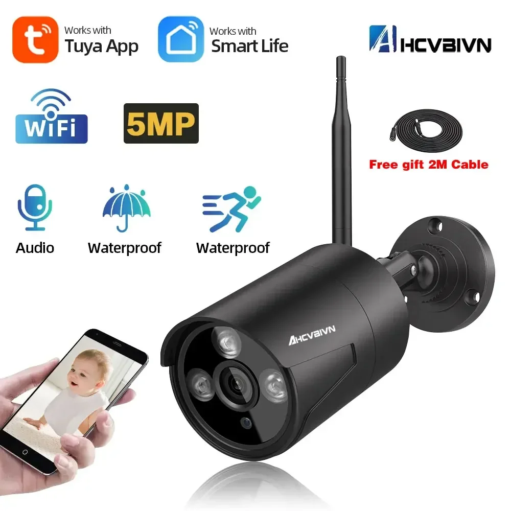 

Tuya Smart Life HD 5MP Водонепроницаемая уличная IP-камера P2P Wi-Fi Камера безопасности Пуля CCTV Камера наблюдения Обнаружение человека 2K