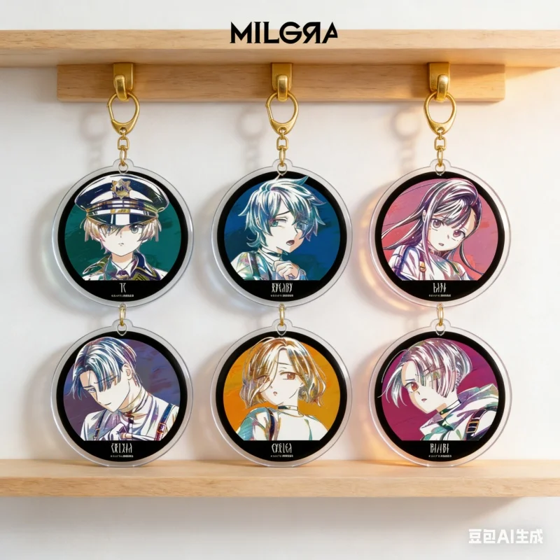MILGRAM Anime 6CM HD llavero acrílico Cosplay Prop Es/Haruka/Yuno/Fuuta Anime figura modelo accesorios juguete para regalos joyería
