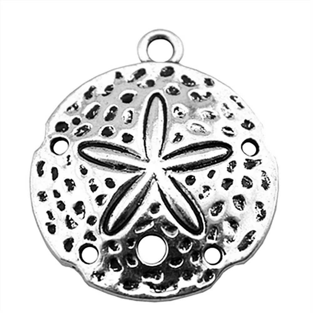 WYSIWYG 3 sztuk 35x30mm jeżowca urok zawieszki do tworzenia biżuterii antyczne srebro kolor dolar piasku zawieszki Charm — zdjęcie 4