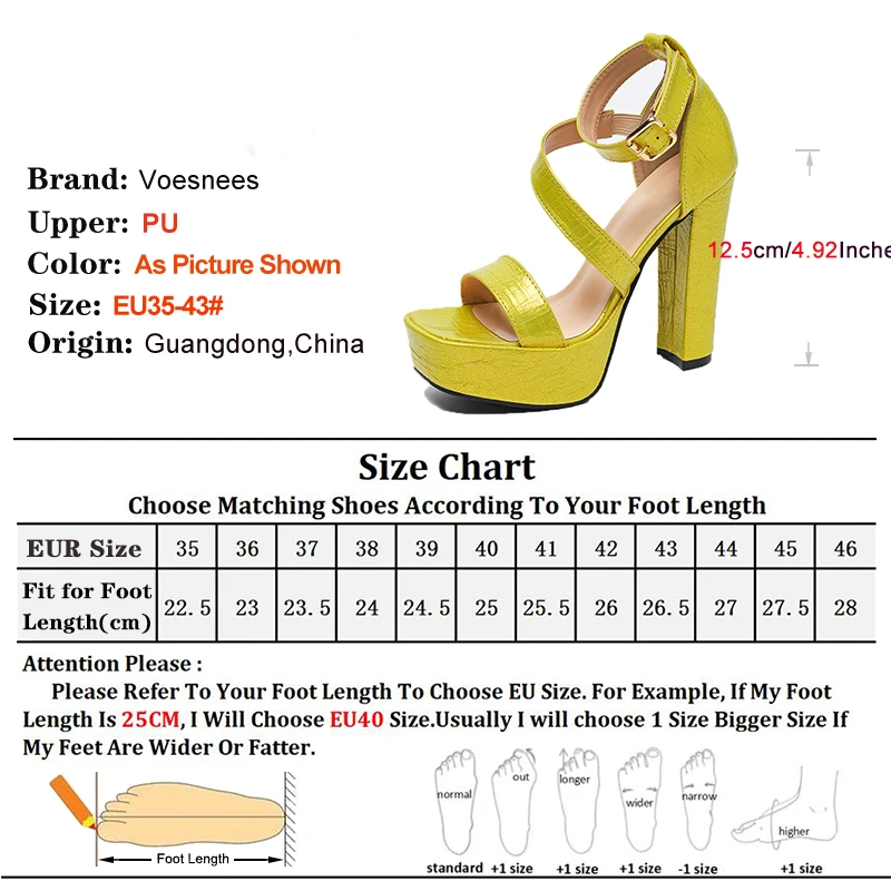 أوروبا وأمريكا جديد الصيف كبيرة الحجم الصنادل النساء منصة 12.5 سنتيمتر كعب سميك ساحة تو مشبك حزام أحذية الحفلات الصفراء #3