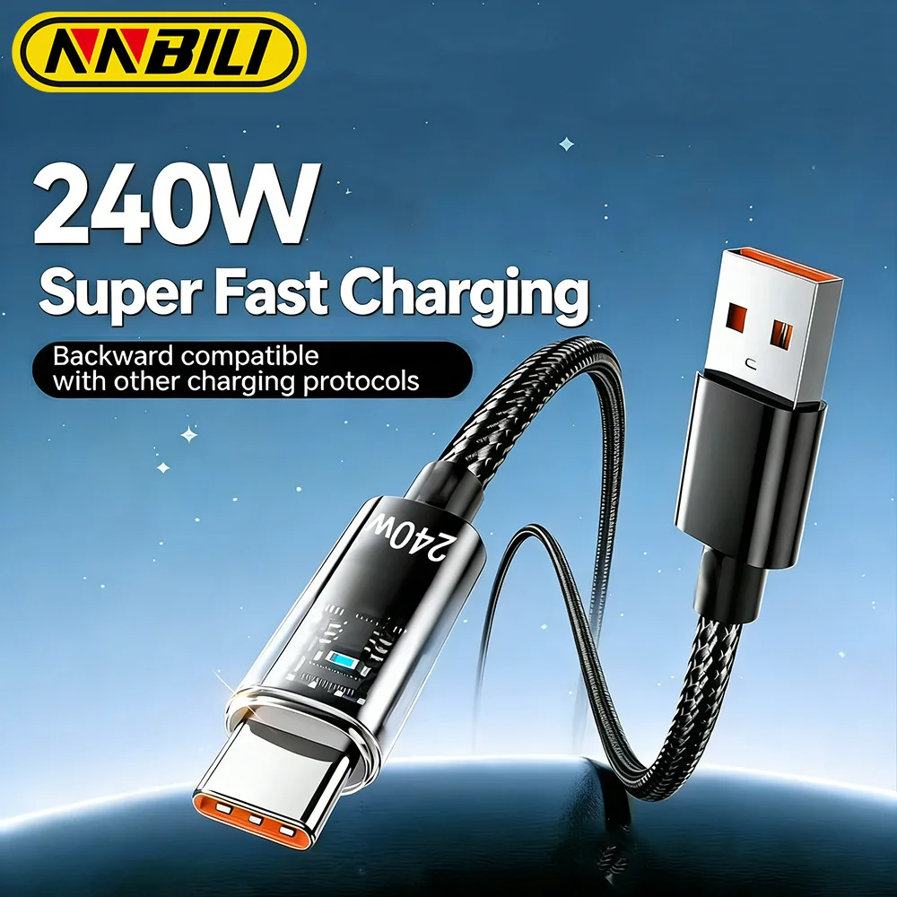 NNBILI 240W USB A to Type-C Mobile phone fast charging data cable For Samsung Huawei Xiaomi Super fast charging data usb c cable