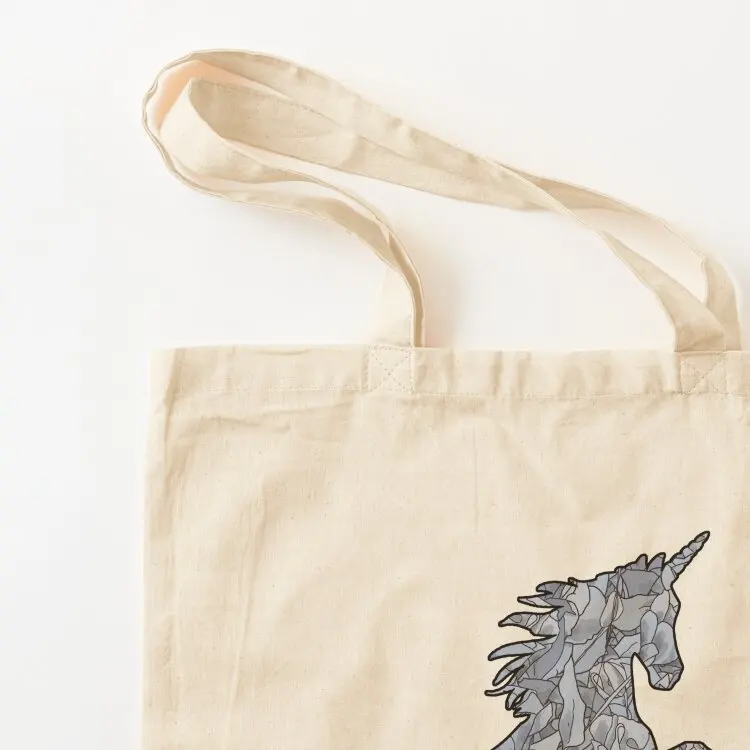 Blue Flower Unicorn Silhouette Tote Bag canvas tote bags cloth bags screen shopper women canvas