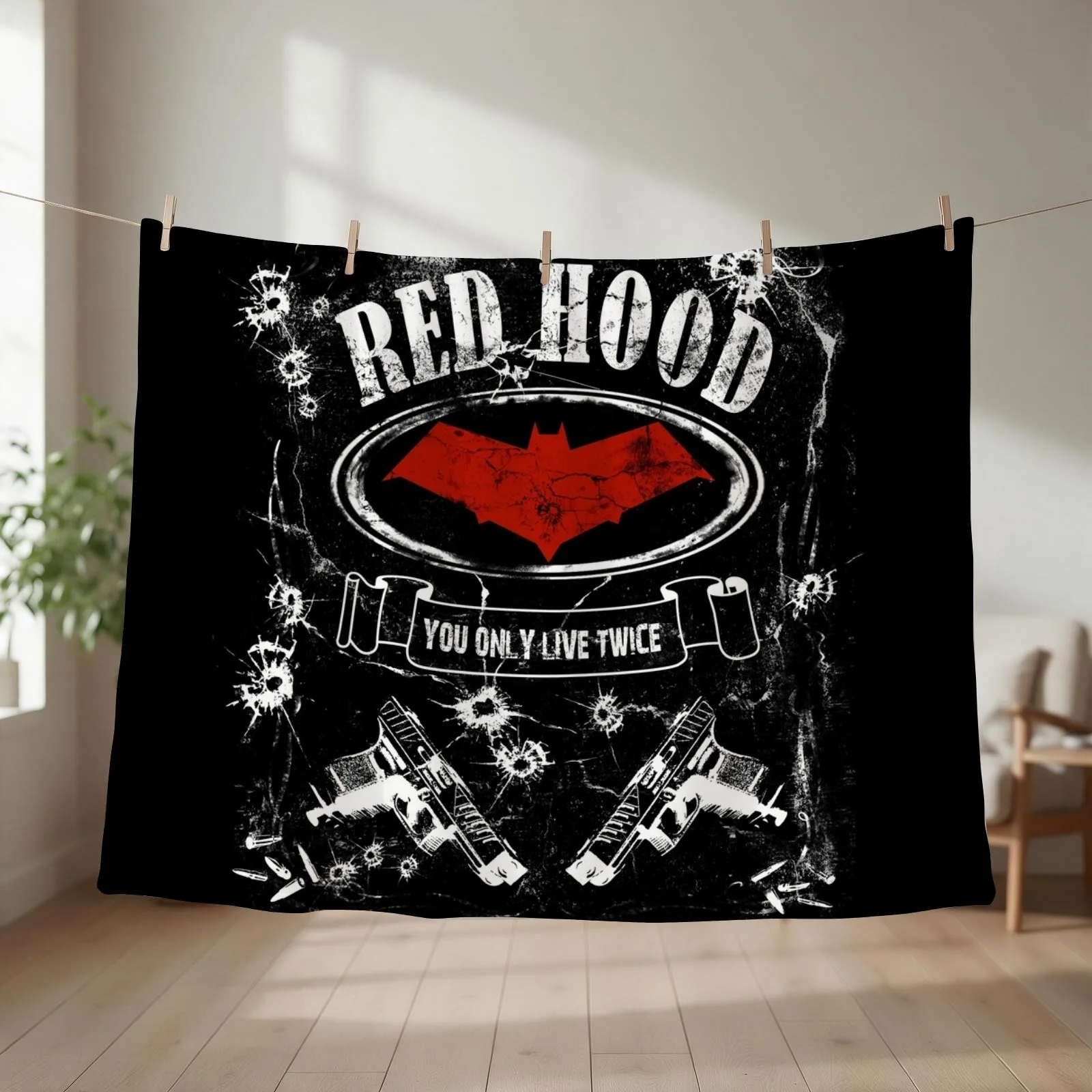Red Hood - label whiskey style Throw Blanket couch cozy soft plush fuzzy picnic outdoor blanket