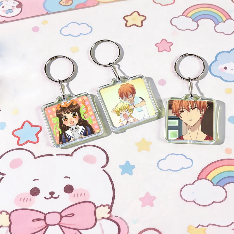 F-Fruits Basket Acrylic Keychain Handmade Hanging Ornaments for Clothes Backpack Decoration Accessories Gifts with Friends
