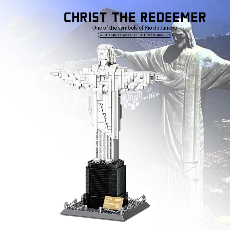 World Famous Architecture Brazil Christ the Redeemer Sculpture Model Building Blocks Street View Bricks DIY Toys Children Gifts